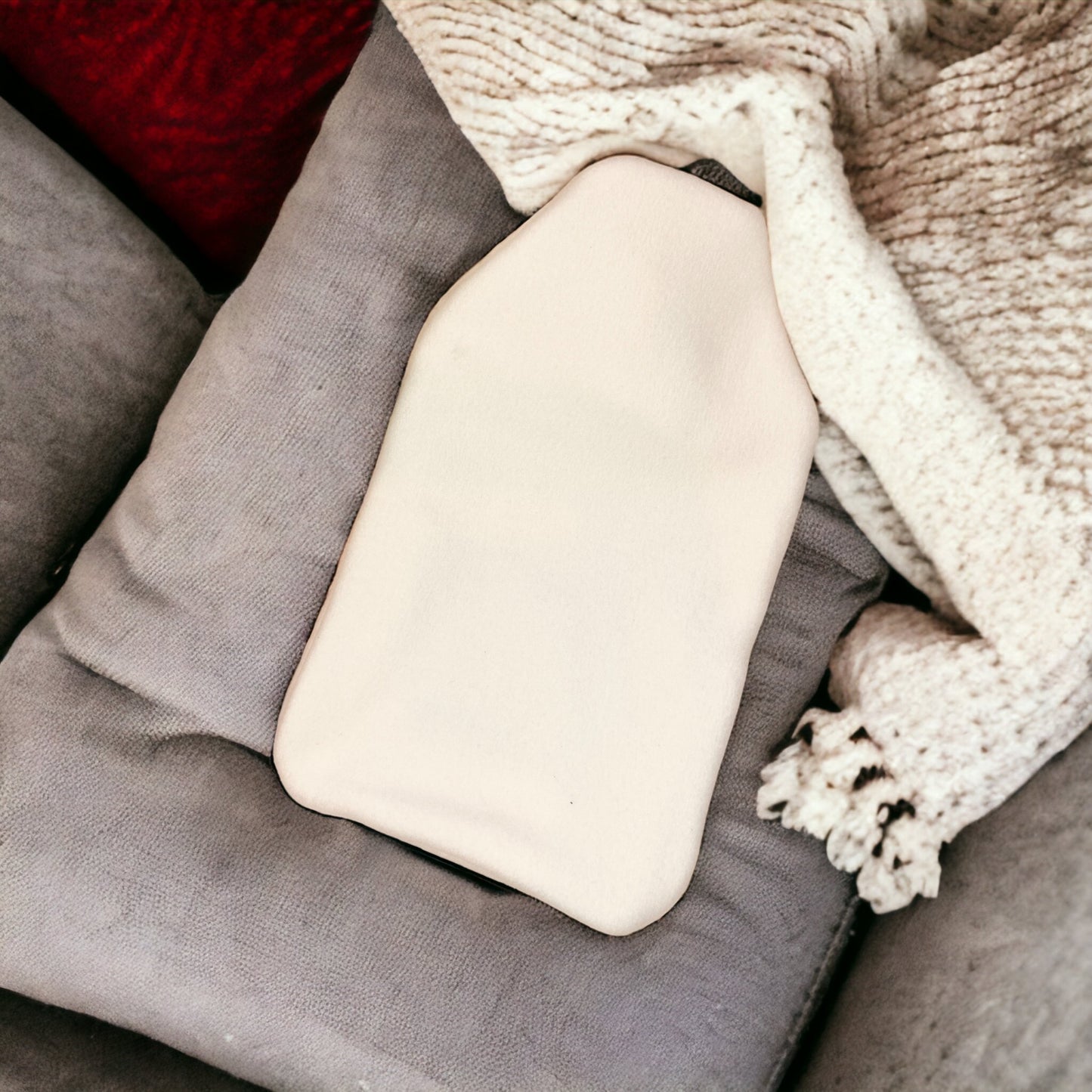 Super Soft, White Fleece Hot Water Bottle Cover