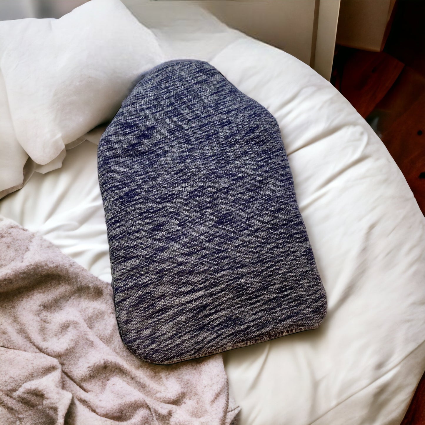 Navy Blue & Grey Jersey Hot Water Bottle Cover