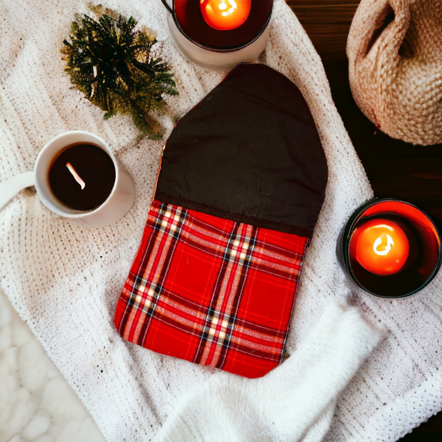 Soft Red Tartan/Plaid Hot Water Bottle Cover