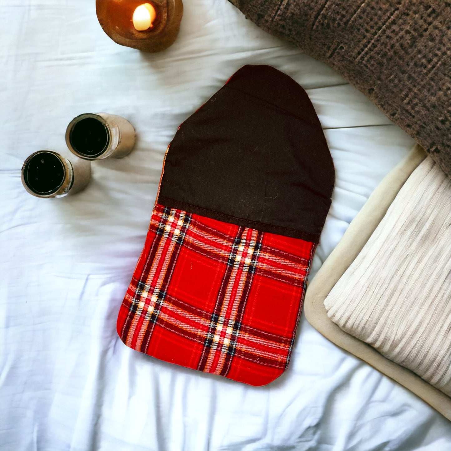 Soft Red Tartan/Plaid Hot Water Bottle Cover