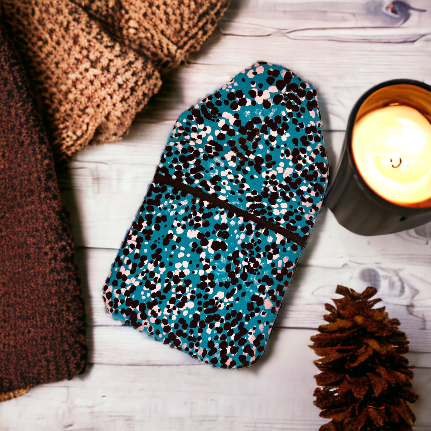 Soft Turquoise Patterned Hot Water Bottle Cover