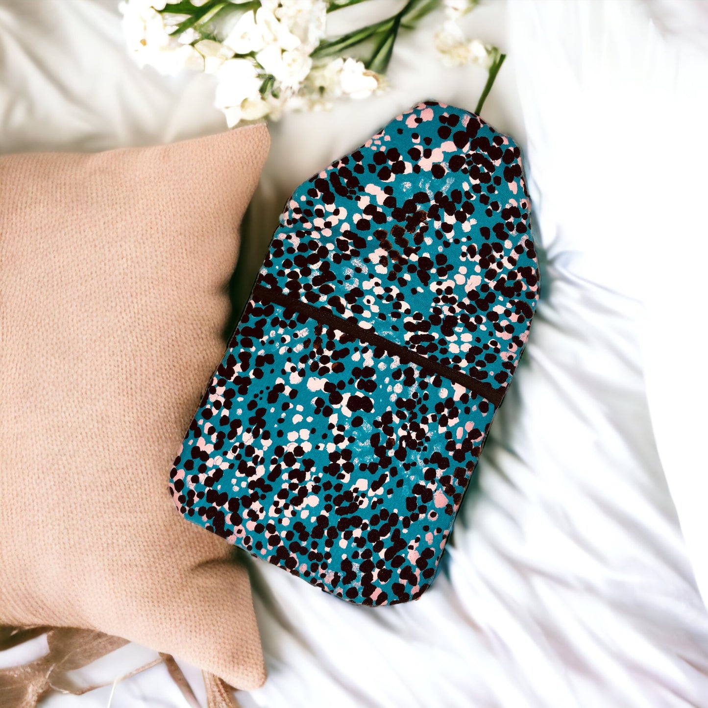 Soft Turquoise Patterned Hot Water Bottle Cover