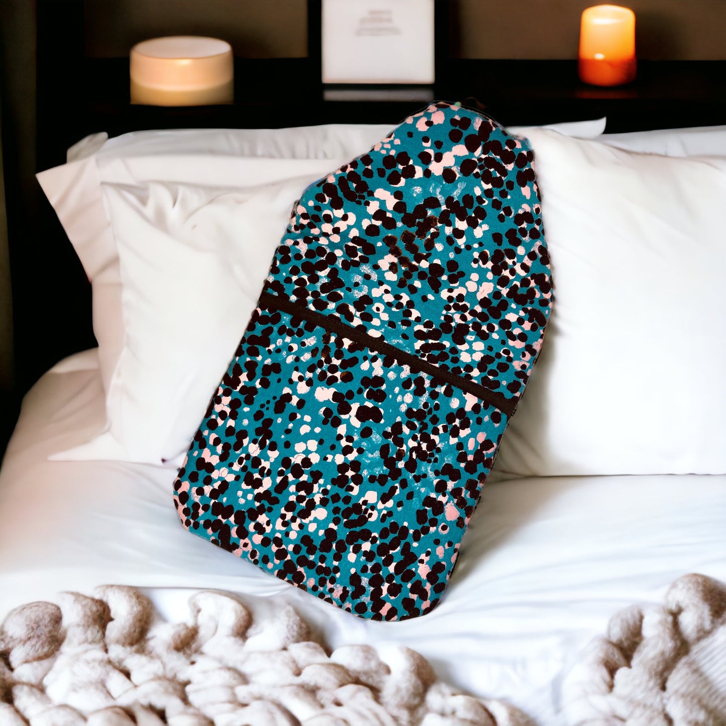 Soft Turquoise Patterned Hot Water Bottle Cover