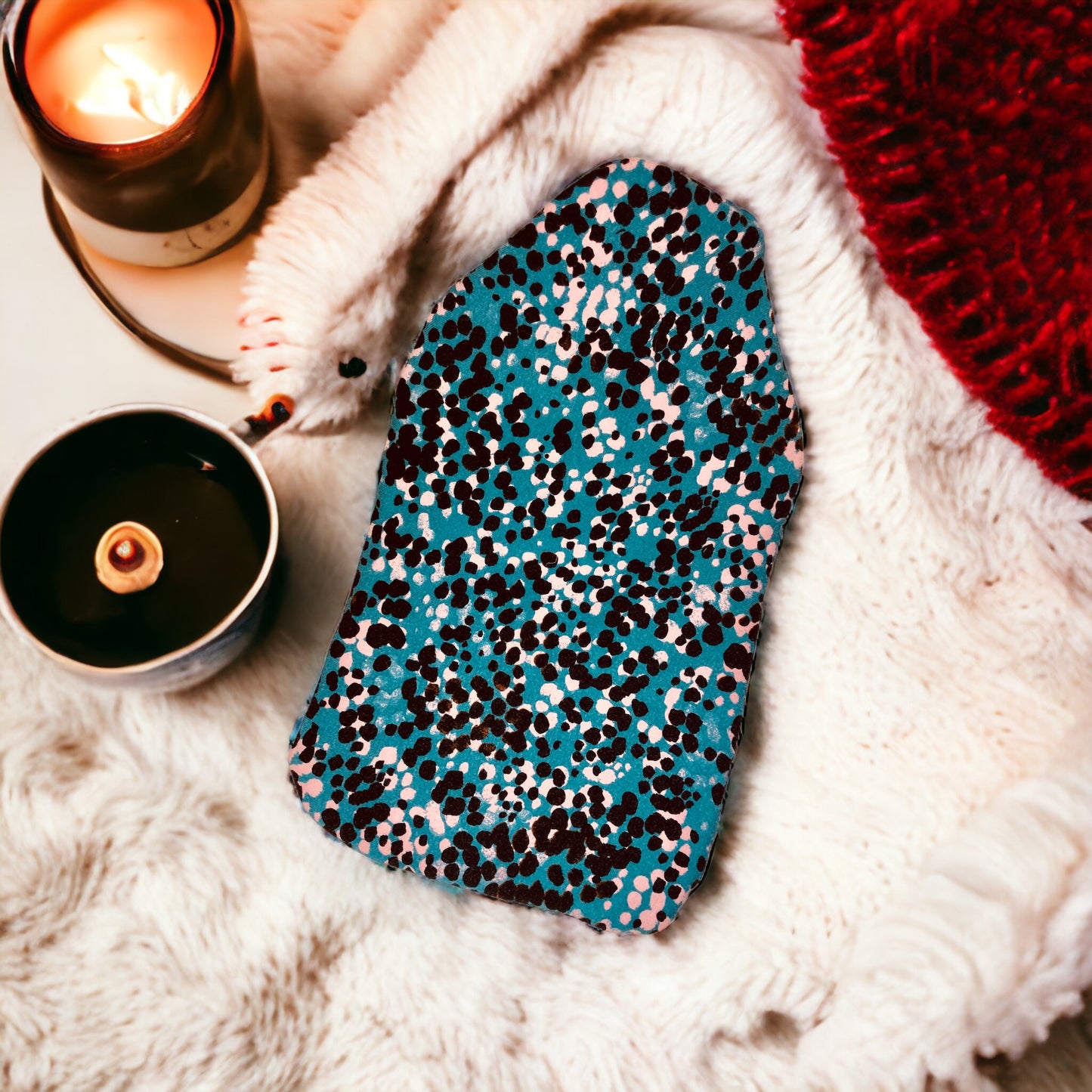 Soft Turquoise Patterned Hot Water Bottle Cover