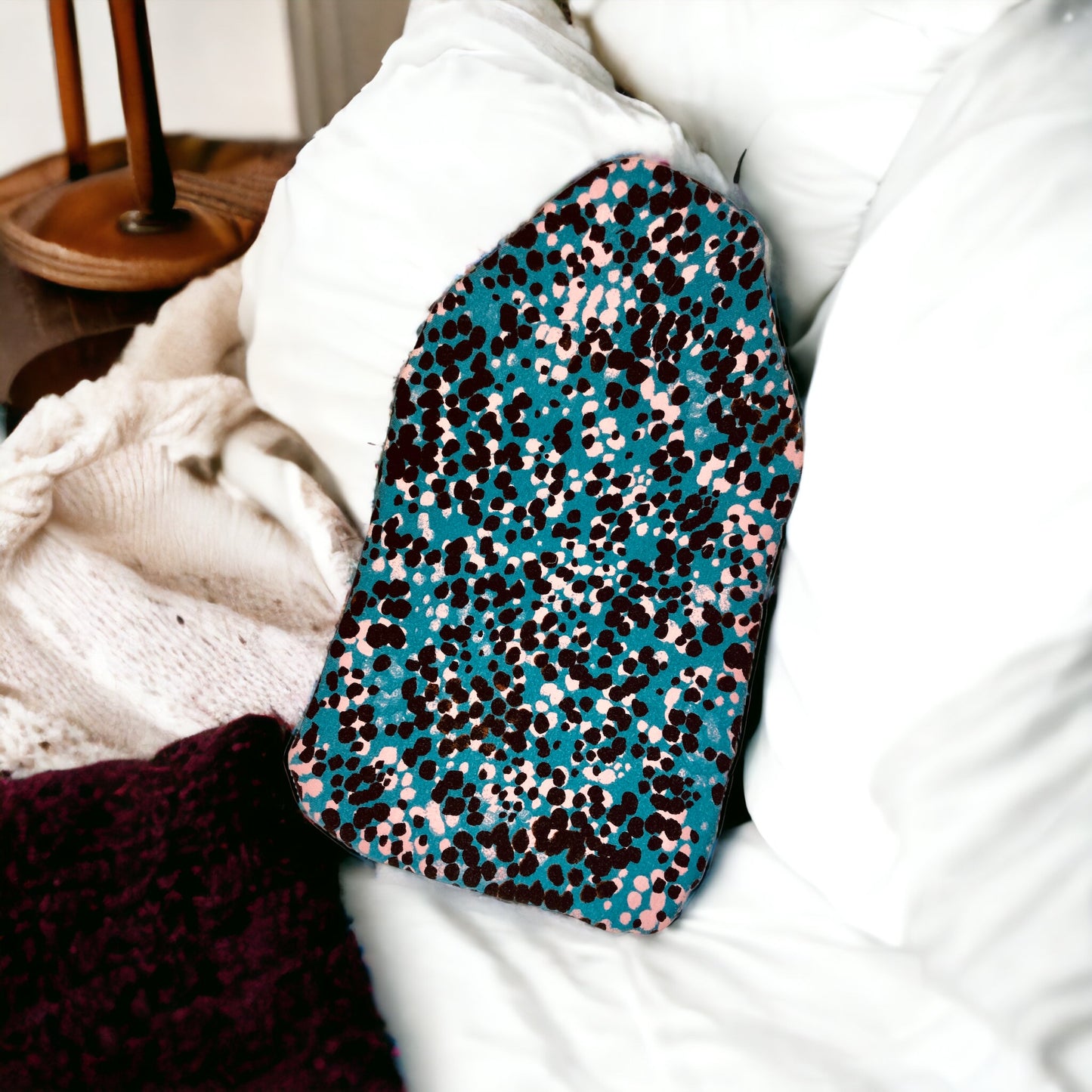 Soft Turquoise Patterned Hot Water Bottle Cover