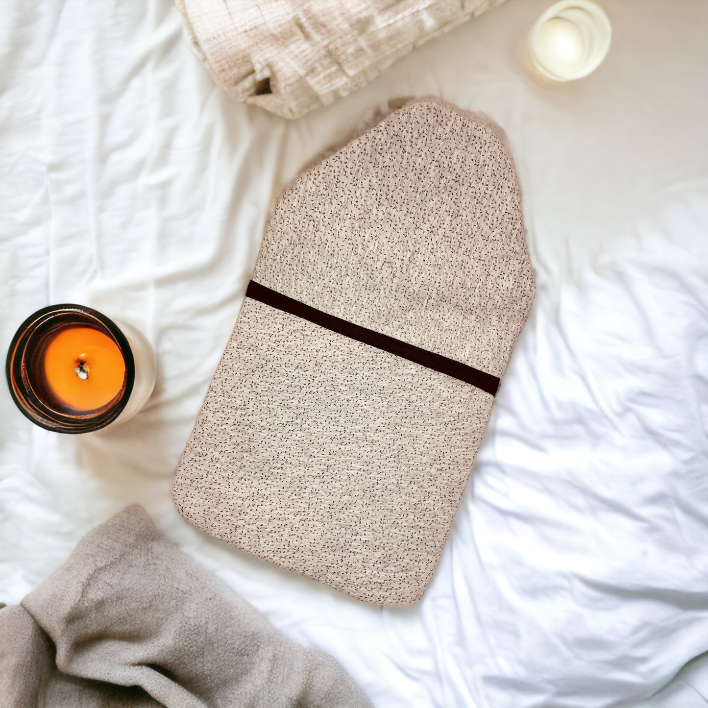 Soft Grey Patterned Hot Water Bottle Cover