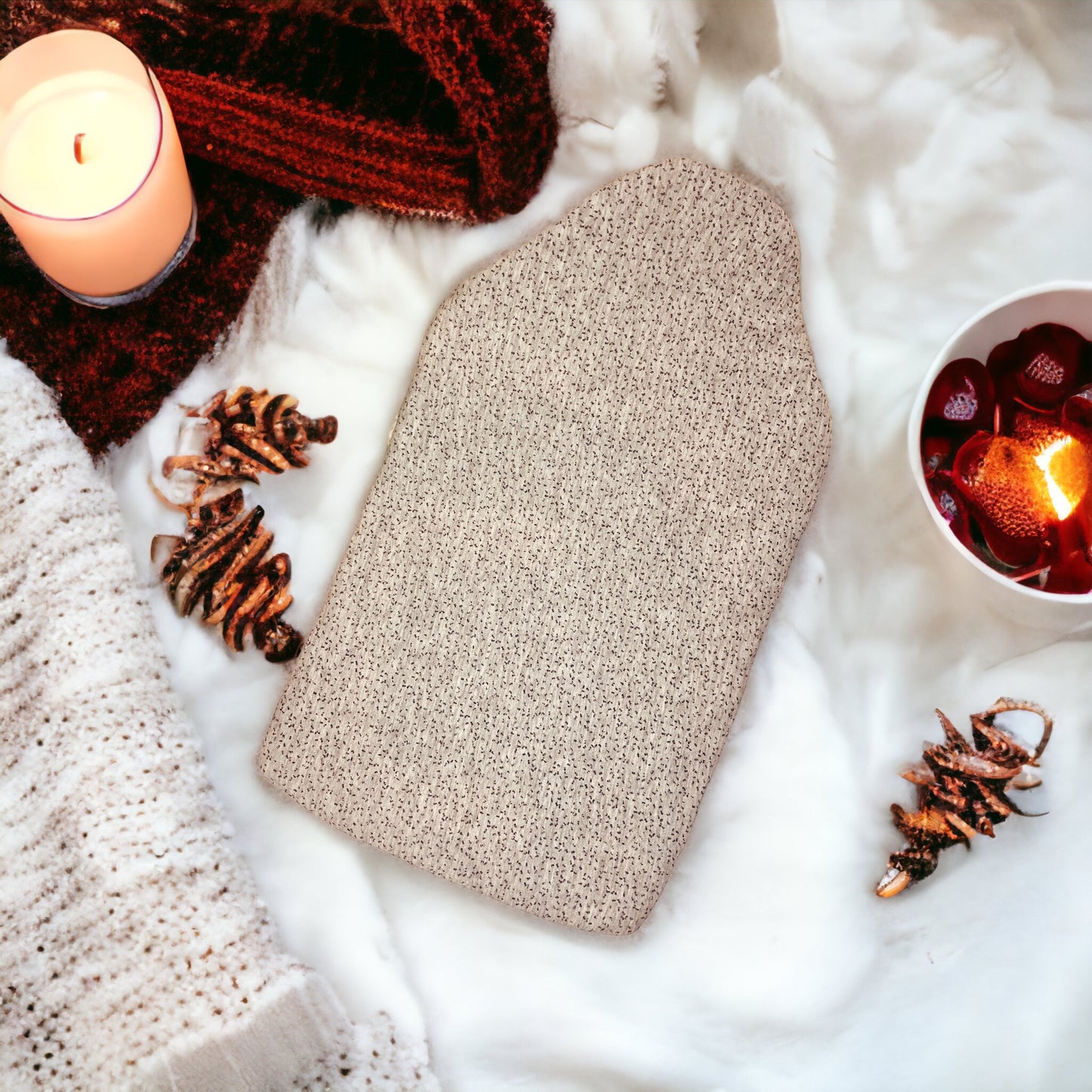 Soft Grey Patterned Hot Water Bottle Cover