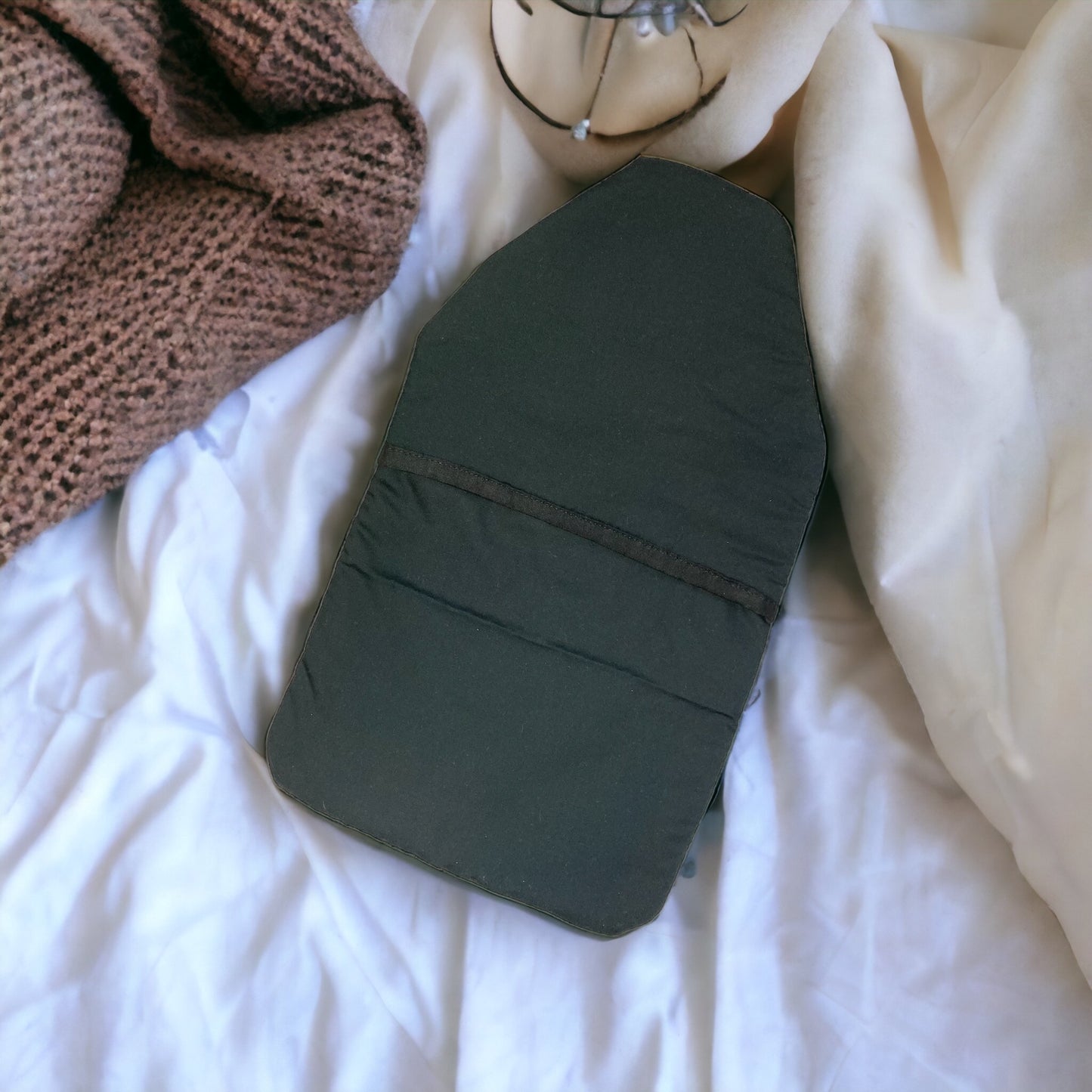 Soft Grey Patterned Hot Water Bottle Cover (with black back)