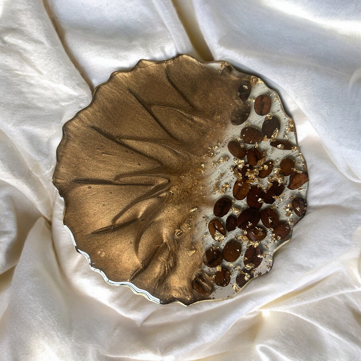 Geode Coaster | Coffee & Gold Resin | Coffee bean design