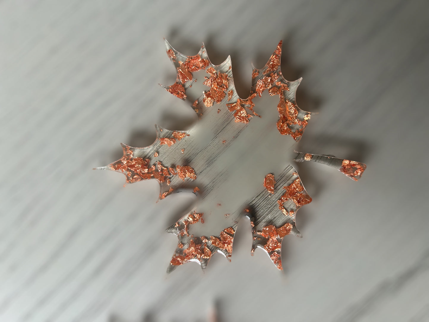 Leaf Coaster | Copper Resin | flake design