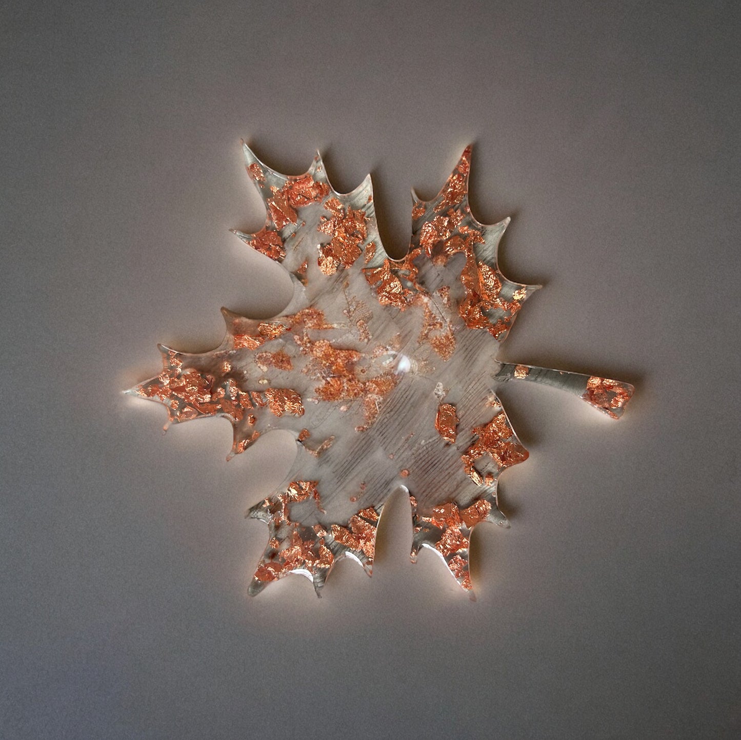 Leaf Coaster | Copper Resin | flake design