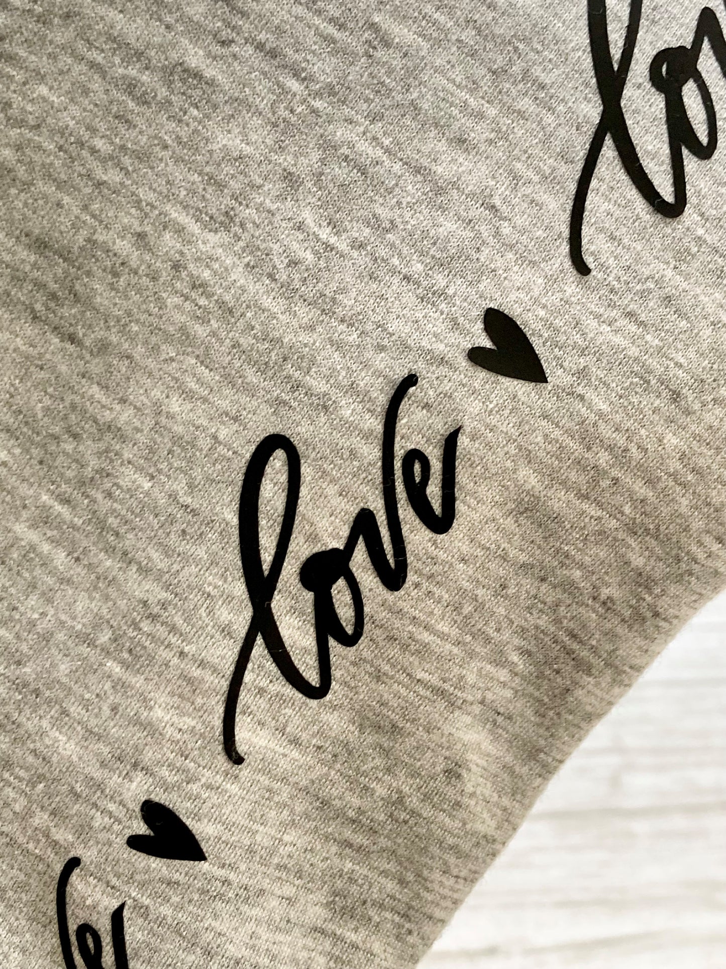 'Love, Love, Love' Grey Jersey Hot Water Bottle Cover