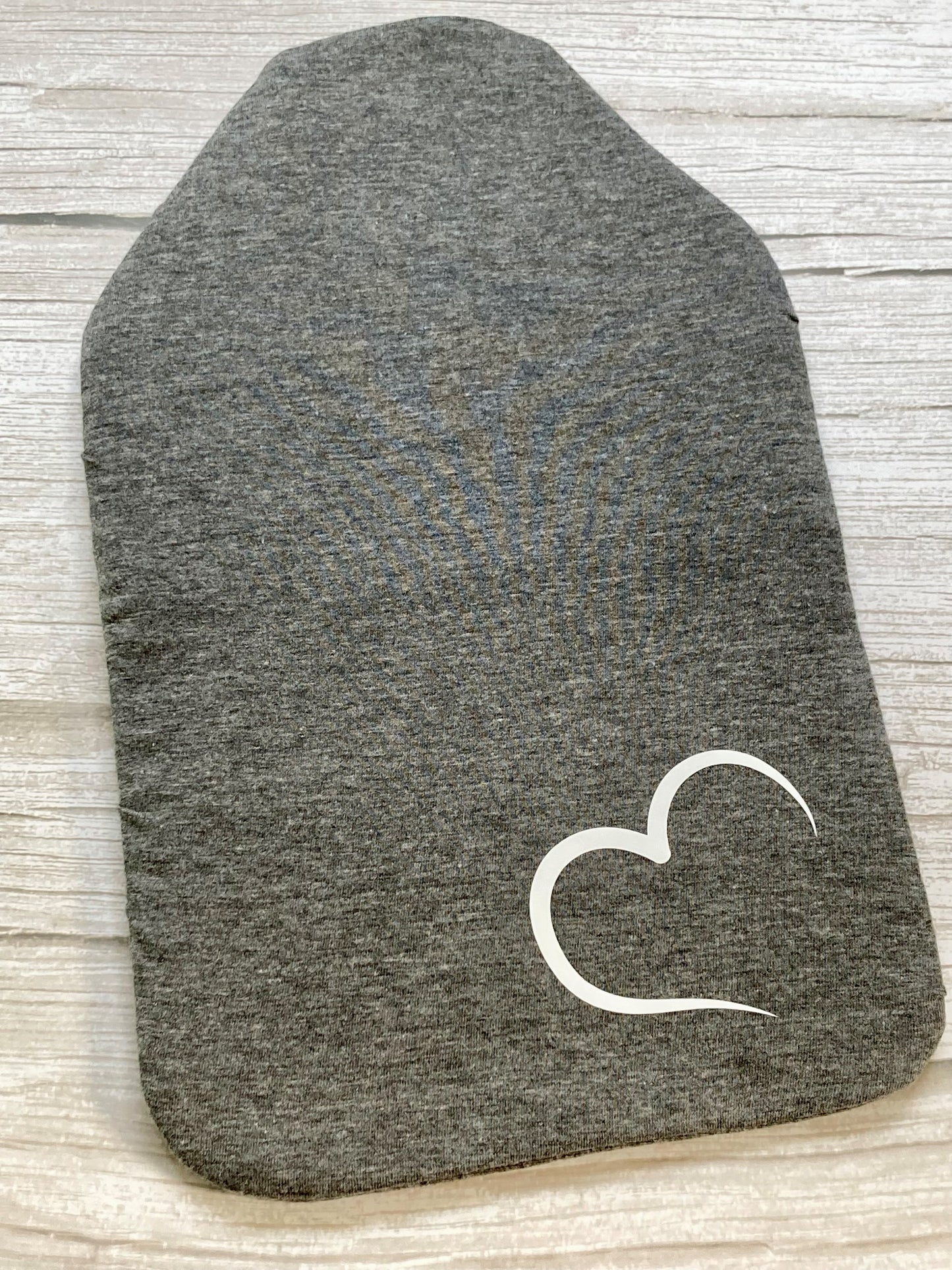 Heart outline on Grey Hot Water Bottle Cover