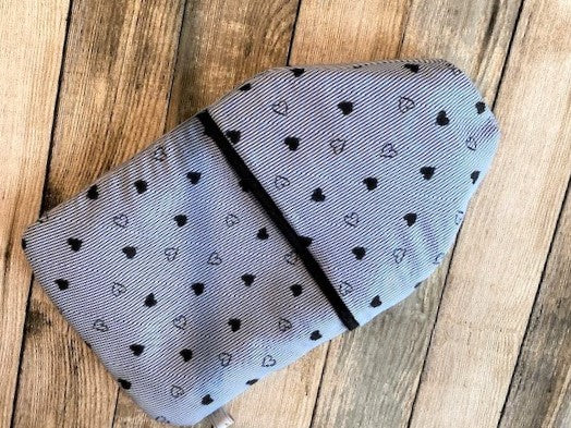 Soft Blue with Hearts Hot Water Bottle Cover