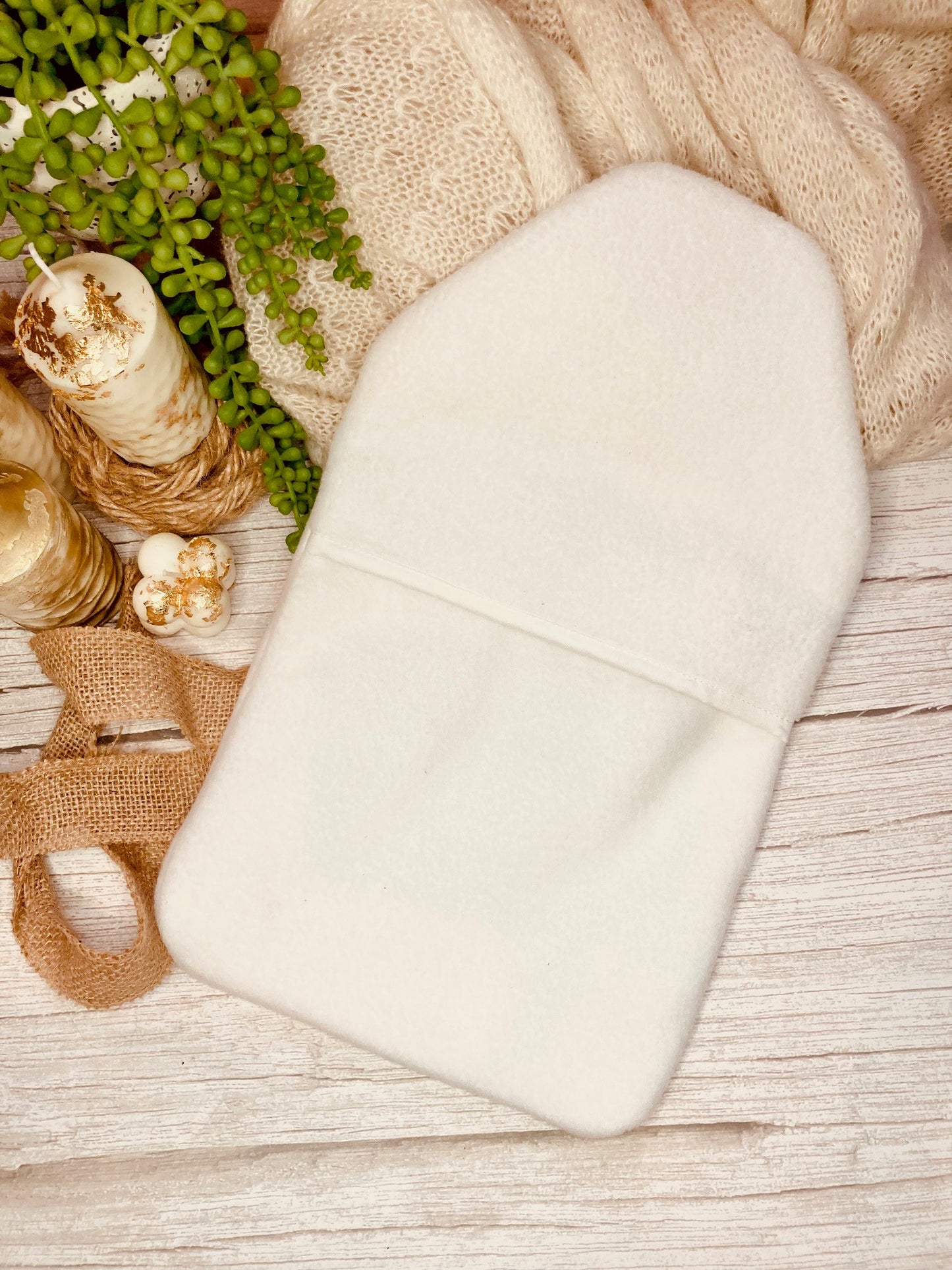 Super Soft, White Fleece Hot Water Bottle Cover