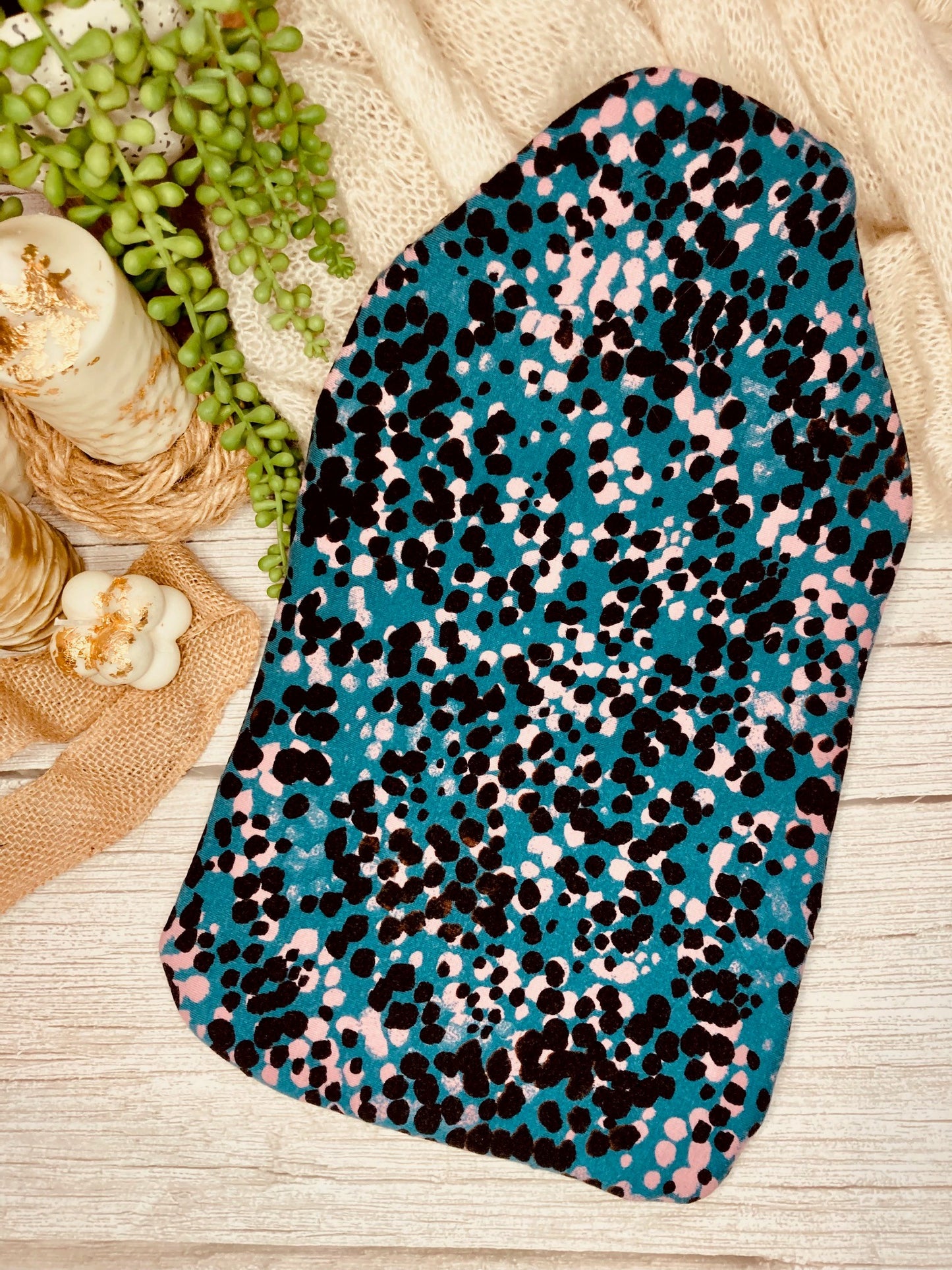 Soft Turquoise Patterned Hot Water Bottle Cover