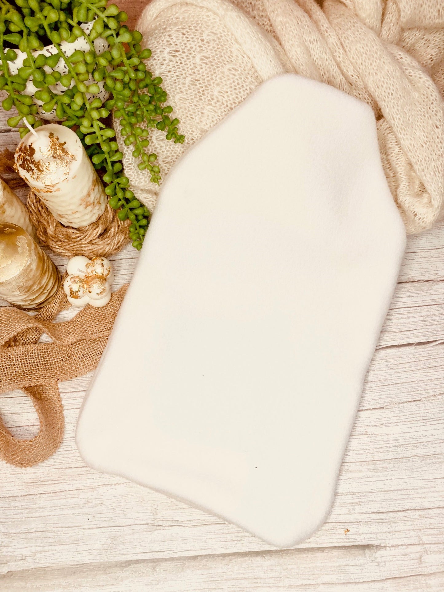 Super Soft, White Fleece Hot Water Bottle Cover