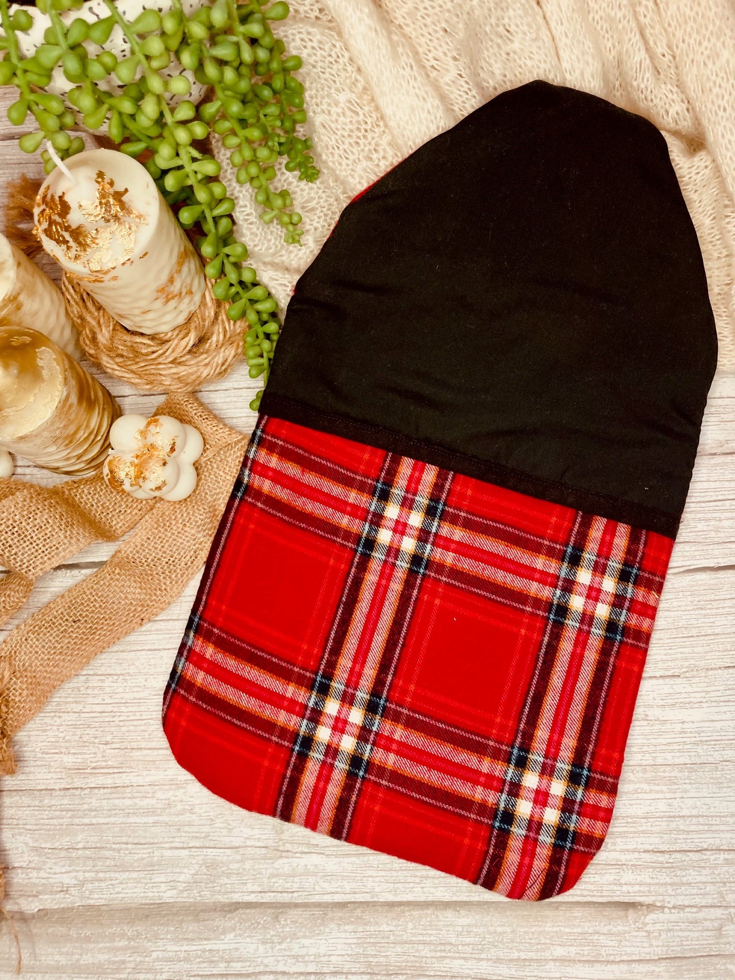 Soft Red Tartan/Plaid Hot Water Bottle Cover