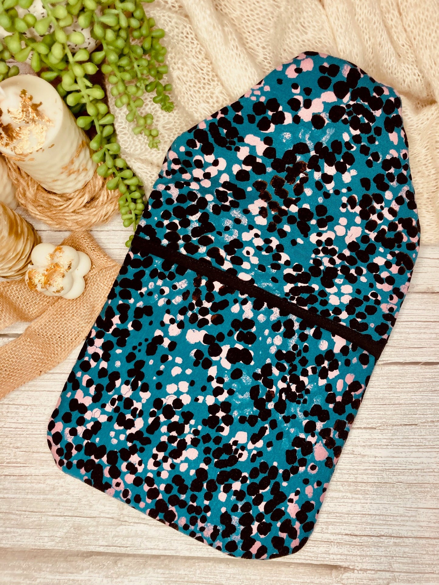 Soft Turquoise Patterned Hot Water Bottle Cover